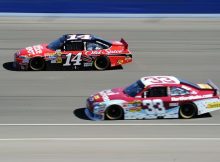 Tony Stewart (No. 14) races Clint Bowyer (No. 33) during the NASCAR Sprint Cup Series Pepsi Max 400 on Sunday at Auto Club Speedway in Fontana, Calif. Stewart and Bowyer finished first and second in the fourth race in the Chase for the NASCAR Sprint Cup. Credit: Harry How/Getty Images